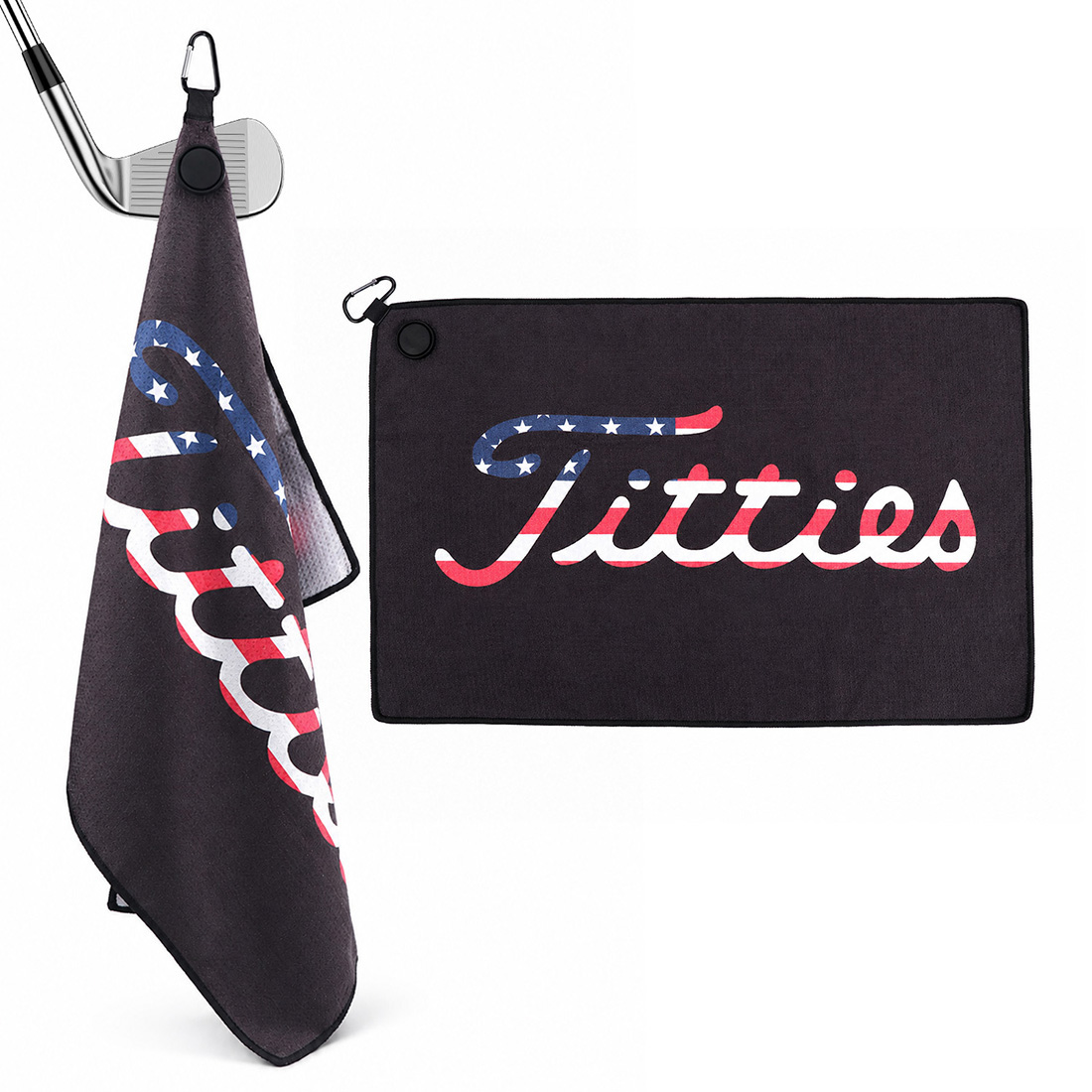 Golf Towel Waffle - Ręcznik golfowy magnetyczny z flagą amerykańską,